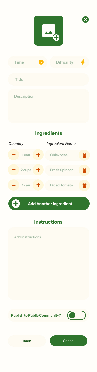 High fidelity app design for Dishable social page